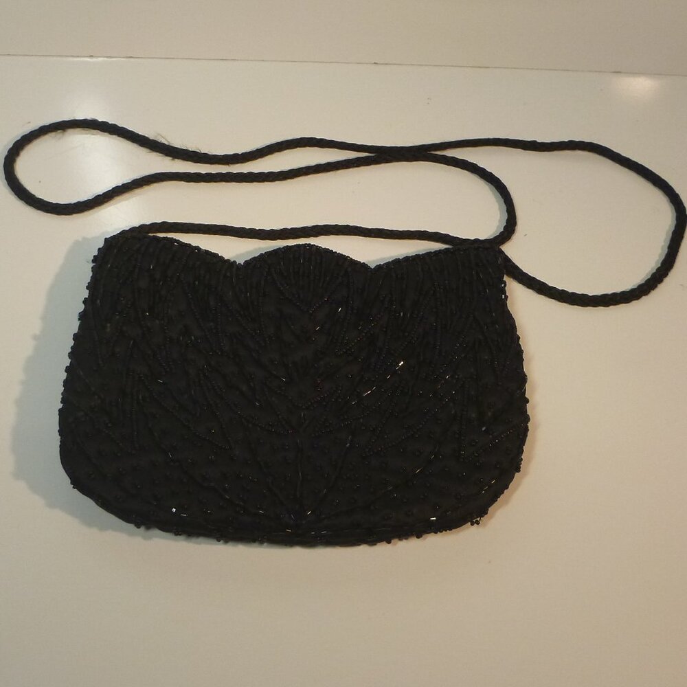 Vintage CC Courtenay Black Beaded Evening Bag.